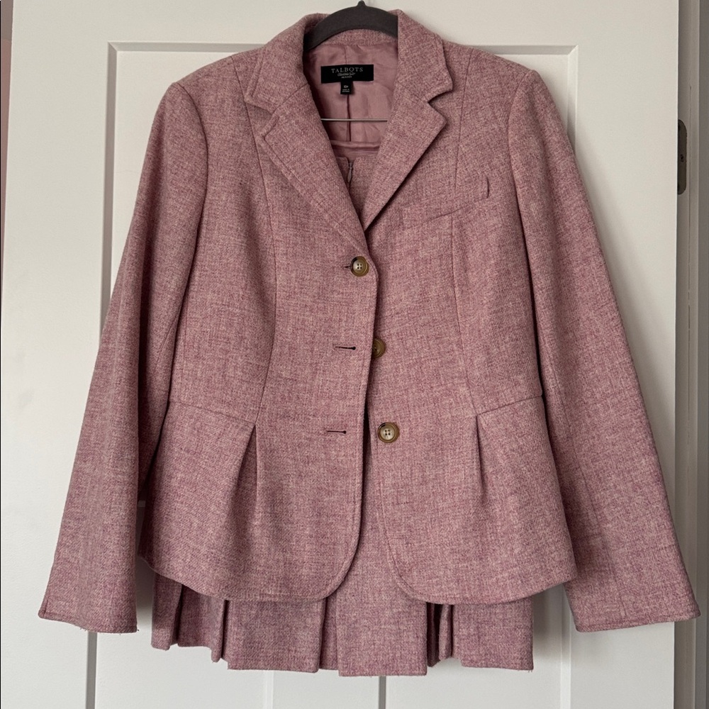Talbots Pink Tailored Wool-Blend Blazer and skirt